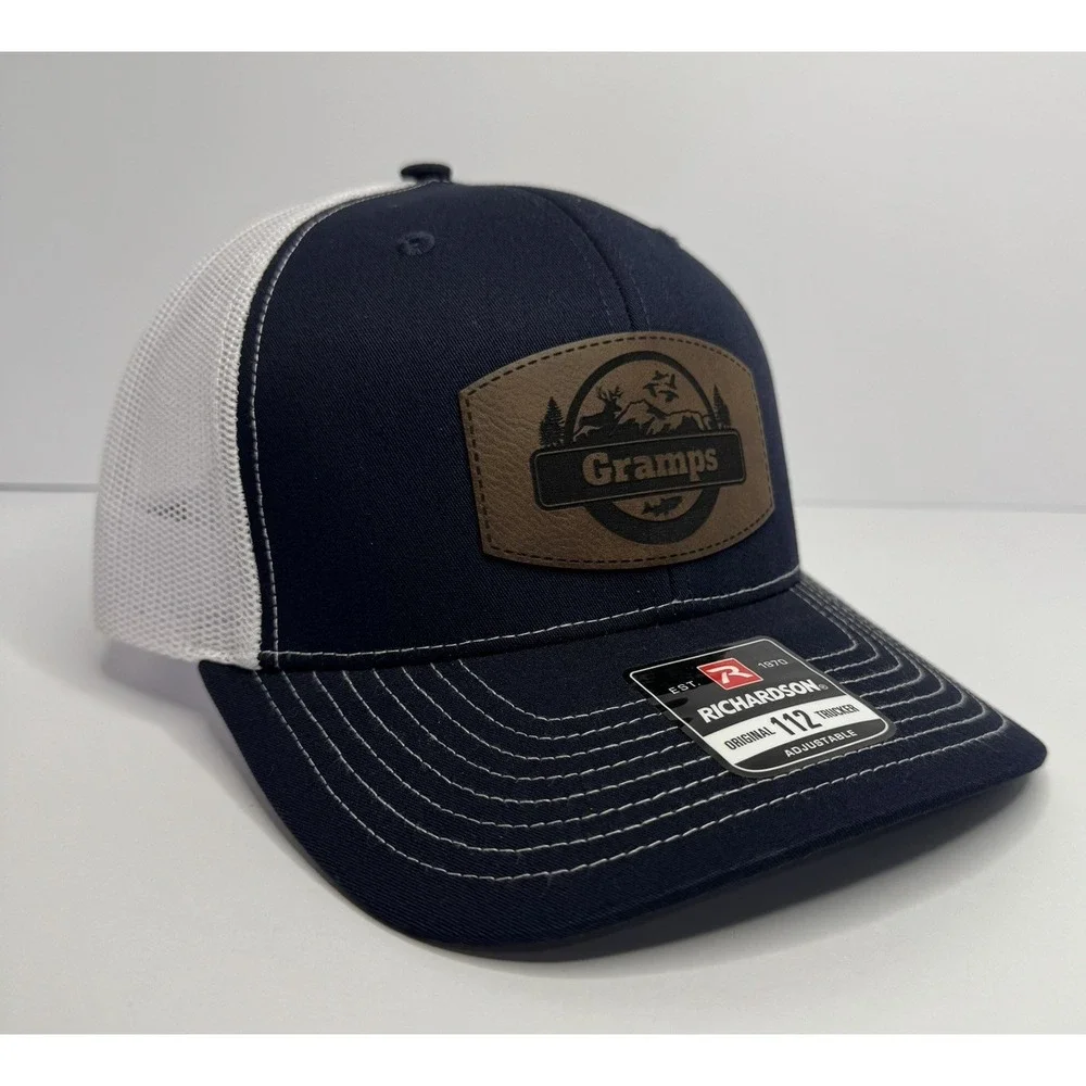 Gramps Patch Hat Richardson 112 Trucker Cap Navy / White Grandpa Dad Gift New